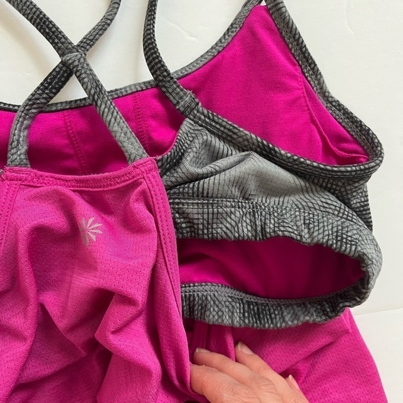 Athleta Girl Cloud Hatch 2 in 1 Tank Pink Gray Size Large - Picture 7 of 8